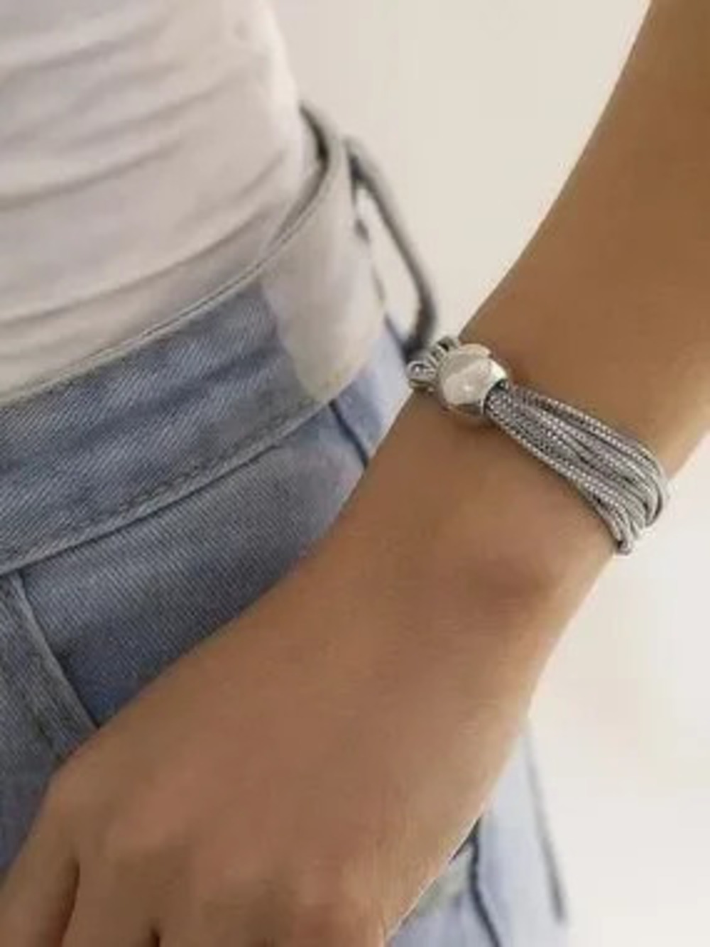 Chunky Sphere Pendant & Multi-Layer Chain Bracelet